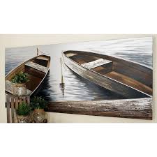 Brown Wood Coastal Boats Wall Art