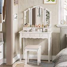 5 drawer vanity desk w lighted mirror