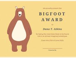 Yellow Bear Funny Award Certificate Templates By Canva