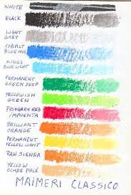 Color Chart Of 12 Maimeri Classico Colors On White Paper