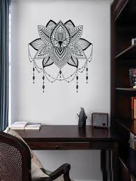 Mandala Print Wall Sticker Black Self