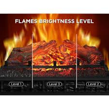 Turbro Eternal Flame Infrared Electric Fireplace Logs 23 In Fireplace Insert Log Heater Realistic Lemonwood Ember Bed Black