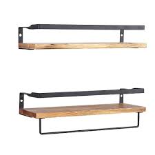 Wood Metal Floating Shelves Set