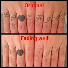 More prominent tattoos take up to the ten sessions; These Finger Tattoos Have Started Fading Away Nicely My Client Wants To Keep The Loveheart Www The Finger Tattoos Fade Finger Tattoos Finger Tattoo For Women