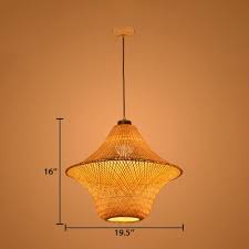 Asian Style Rattan Indoor Lighting Fixture Weave 1 Head Hanging Lamp In Wood For Hotel Hall Beautifulhalo Com