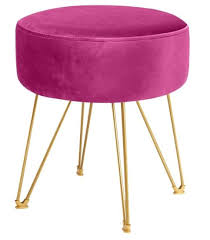 Purple velvet dressing table stool. China Makeup Chair Side Table For Kitchen Bedroom Living Room Purple Round Footstool Ottoman Velvet Dressing Stool With Gold Metal Legs Upholstered Footrest China Ottomans Footstool