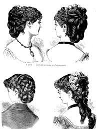 Hairstyles and headdresses of the victorian, edwardian and ragtime eras. Victorian Fashion Engraving C 1880s Victorian Hairstyles Victorian Era Hairstyles Historical Hairstyles