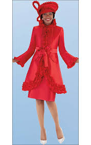 Tally Taylor 4702 Red Two Piece Church Dress With Ruffle Accented Jacket