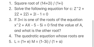 Solved 1 Square Root Of 14 2i 1 I