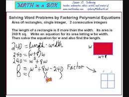 Solving Word Problems By Factoring