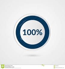 100 Percent Blue Grey And White Pie Chart Percentage Vector