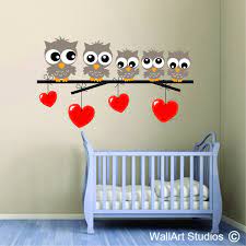 Owls Hearts Wall Sticker Animals