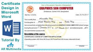 How To Create Professional Certificate In Word 2010 Certificate Design In Microsoft Word 2013
