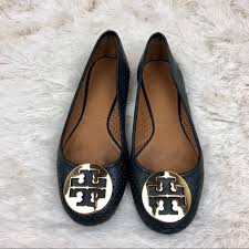 Tory Burch Reva Navy Perforated Flats Size 9 5