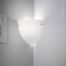 Glossy White Corner Wall Lamp Led Non