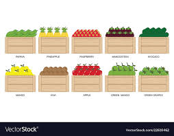 Wooden Box Icons Collection Vector Image