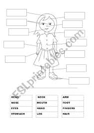 Review body parts with the students. Label Body Parts Esl Worksheet By Nanamouallem