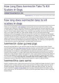How Long Does Ivermectin Take To Kill Scabies In