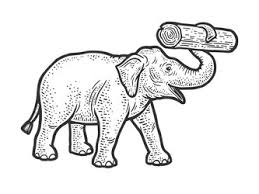 elephant clipart black and white vector