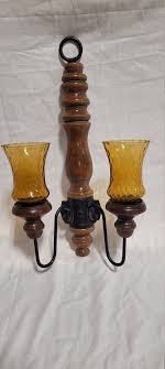 Candle Wall Sconce With Amber Glass