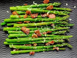 roasted asparagus with bacon and cheese