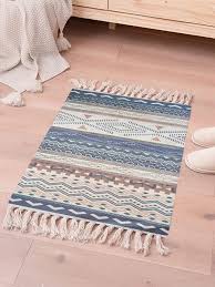 1pc bohemian style linen fringe rug for