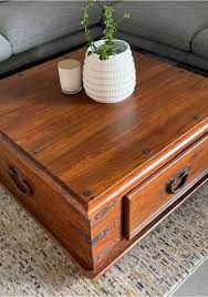 Square Timber 2 Drawer Coffee Table