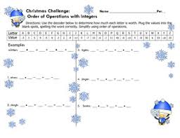 Order of operations coloring worksheets. Christmas Math Challenge Integers And Order Of Operations By Shawna H