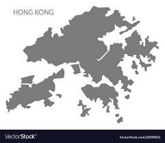 hong kong china map grey royalty free