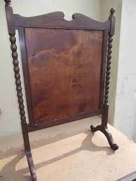 Oak Fire Screen With Embroidered Linen