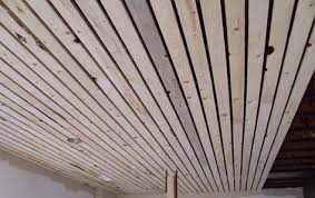Wood Slat Ceiling Basement