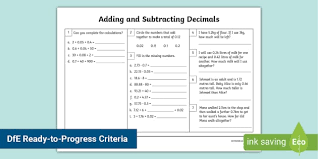 Adding And Subtracting Decimal Numbers