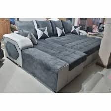 Gray Wooden Convertible Sofa Bed For