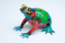 colorful garden metal frog