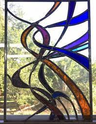 Contemporary Ribbon Stained Glass Panel