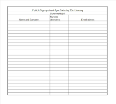 Sign Up Sheet Word Templates Word Excel Pdf Formats