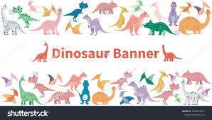 horisontal banner cartoon dinosaurs
