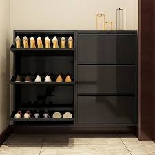 Black Narrow Shoe Storage Cabinet With