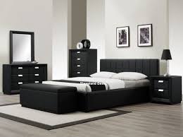 luxury black faux leather bed
