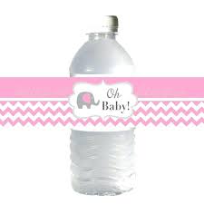 Printable Bottle Labels Baby Shower Water Gum Pink Grey Chevron