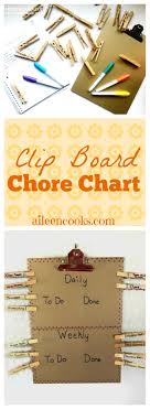 Clipboard Chore Chart With Clothespins For Parents