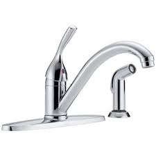 The delta faucet also leaks from around the base of the faucet when the water is turned on. Delta Faucet Classic Single Handle Kitchen Sink Faucet With Side Sprayer In Matching Finish Chrome 400 Dst Walmart Com Walmart Com