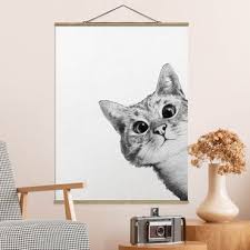 Poster Ilration Cat Drawing Black