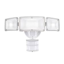 Awsens 40 Watt 180 White Motion Activated Outdoor Integrated Led Flood Light With 3 Heads And Pir Dusk To Dawn Sensor