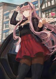The mix of the two colors is definitely an alluring combination. Long Hair Pink Hair Anime Anime Girls Digital Art Artwork Portrait Display Vertical Medb Fate Grand Order Fate Grand Order Sunglasses Dress Skirt Red Skirt Brown Eyes Boots City Car 1302x1842