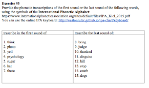 Solved Exercise 3 Provide The Phonetic Transcriptions Of