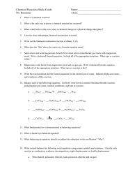 chemical reactions study guide name mr