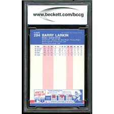 The manager cards contain a team checklist on back. 1987 Fleer 204 Barry Larkin Rookie Card Bgs Bccg 9 Nm