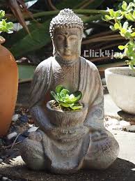 38cm Décor Buddha Holding Succulents