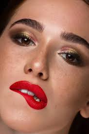 sensual full lips with red lipstick